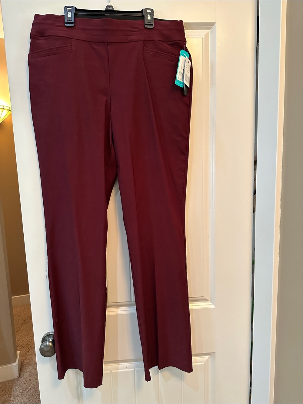 Women's Maroon Straight-Leg Trousers